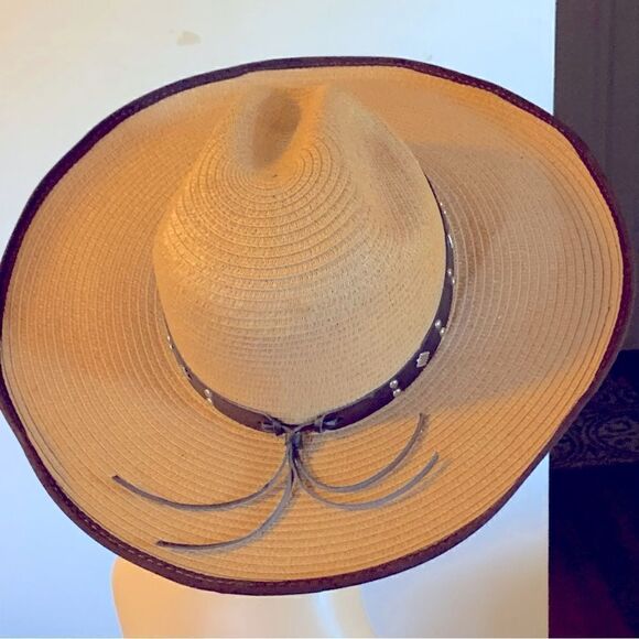 SOM-HER Flat Palm Hat Made in Mexico Sz M/L Gorgeous - Picture 9 of 12